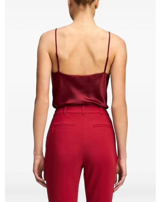 Cinq À Sept Red Marta Cami Cowl-Neck Top