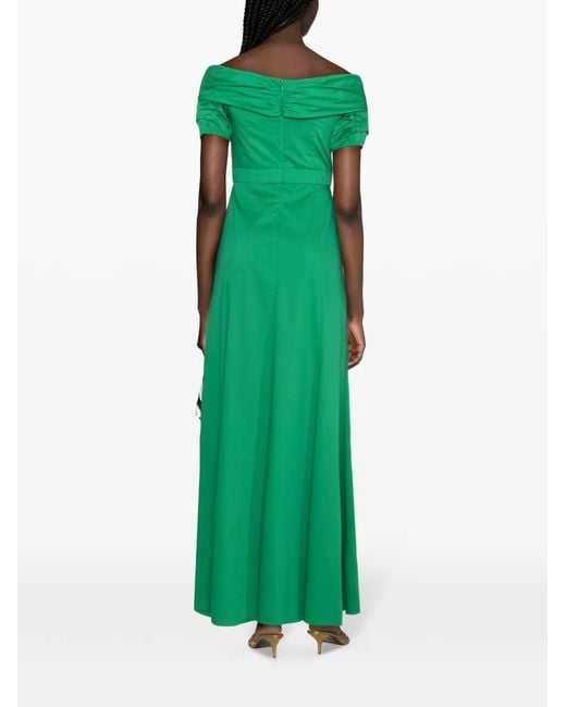 Diane von Furstenberg Green Laurie Ruched Maxi Dress