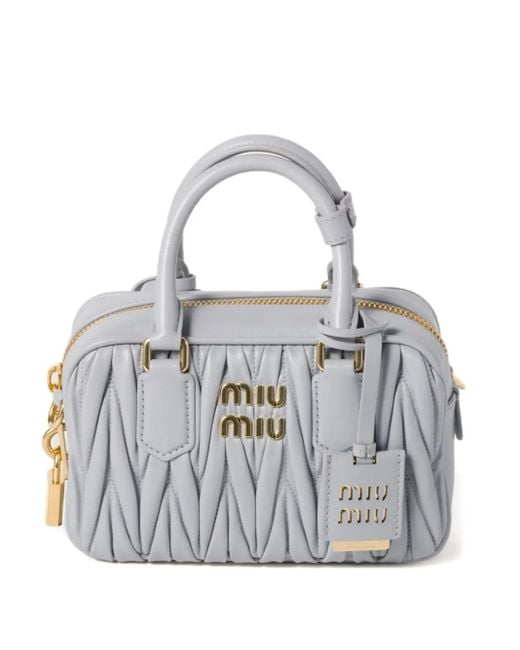 Sac Matelassé Arcadie En Cuir Nappa Miu Miu en coloris White