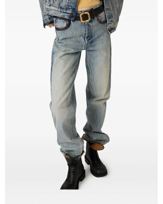 Miu Miu Blue Patch-Pocket Jeans