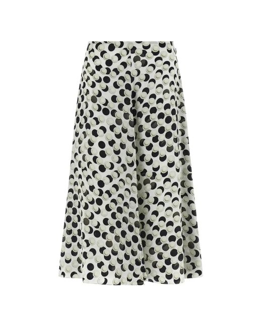 Fendi White Jacquard Polka-Dot Midi Skirt