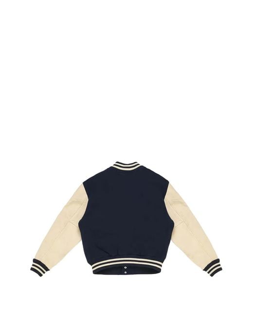 HTC Blue College Logo-Embroidered Varsity Jacket for men