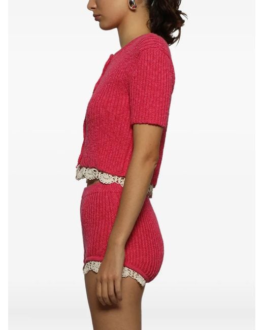 Magda Butrym Red Buttoned-Up Cropped Cardigan