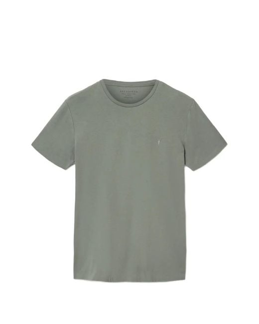 AllSaints Gray Embroidered-Logo Slim-Fit T-Shirt for men