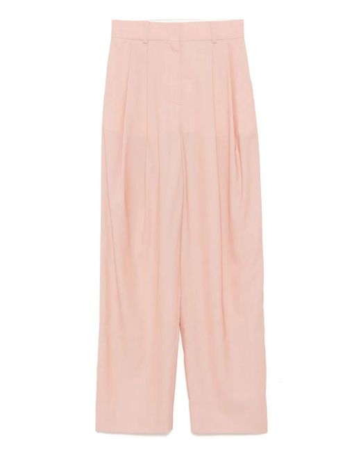 RECTO. Geplooide Broek Met Wijde Pijpen in het Pink