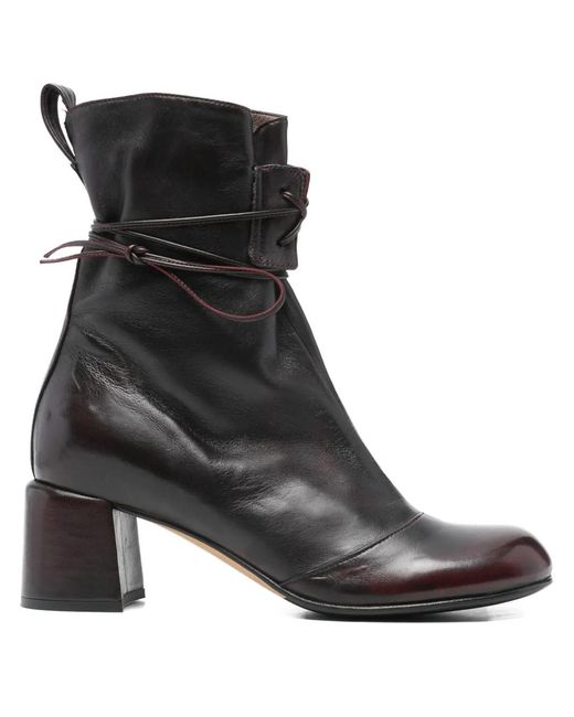 LORENA PAGGI Black Tie-Detail Leather Boots