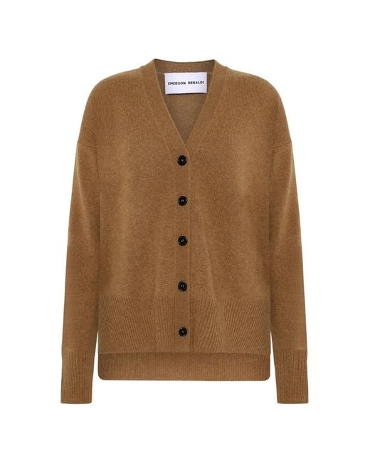 EMERSON RENALDI Brown Buttoned V-Neck Cardigan