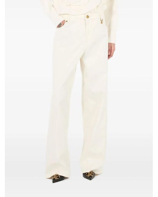 Roberto Cavalli White Python-Print Trousers