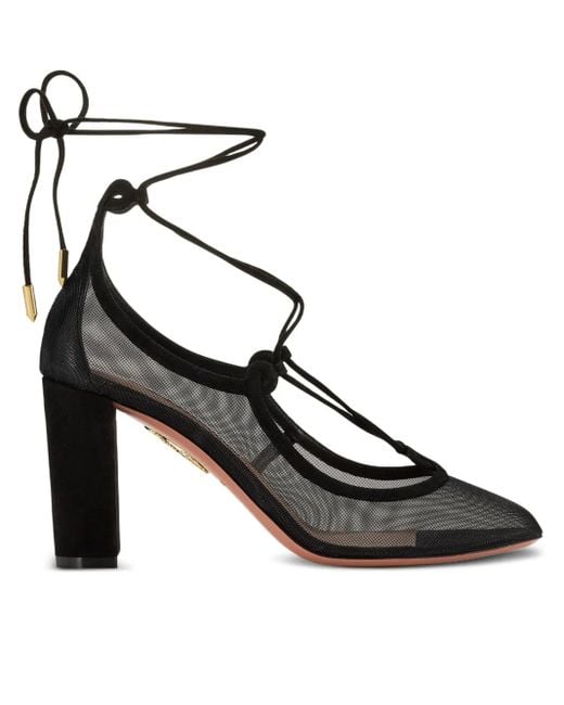 Aquazzura 85 Mm Che Bella Pumps Met Veters in het Black