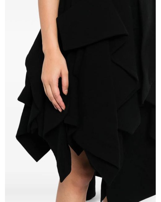 Yohji Yamamoto Black Flannel Deco C Draped Dress