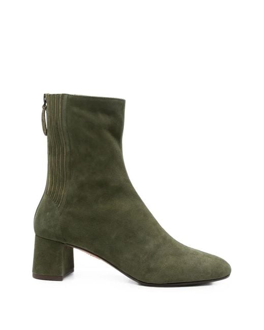 Aquazzura Green Saint Honore Rear-Zip Ankle Boots