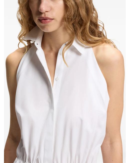 Boss White Collared Drawstring Midi Dress
