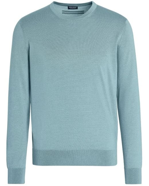 Zegna Blue Cashseta Crew-Neck Jumper for men