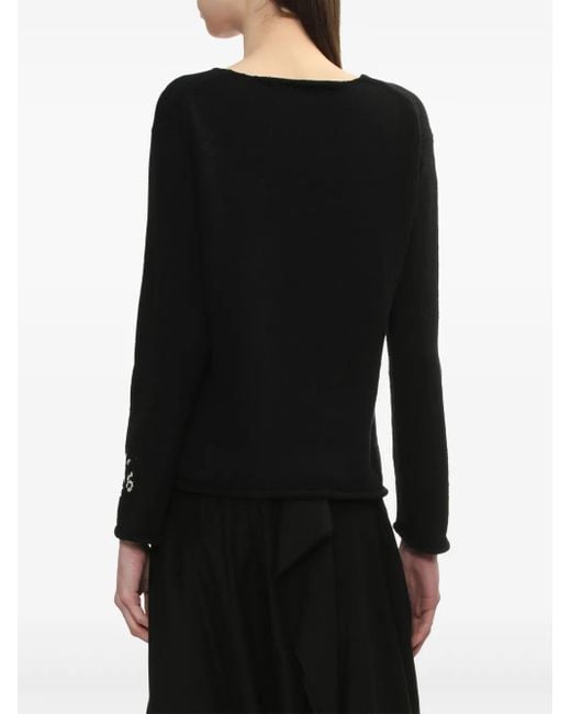 Y's Yohji Yamamoto Black Skull-Jacquard Jumper