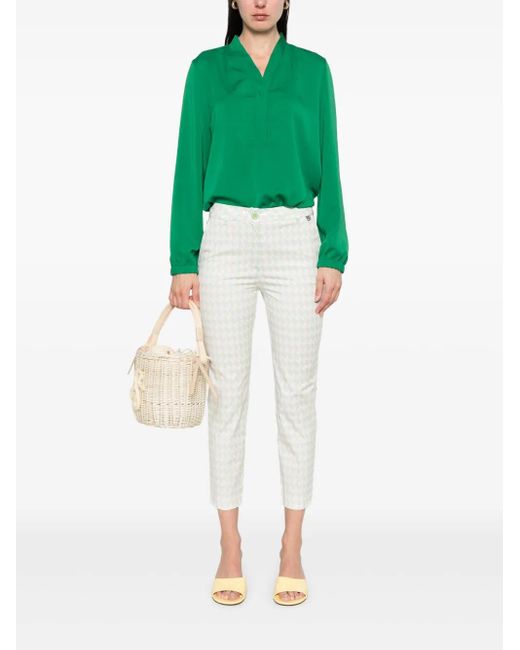 Marc Cain White Geometric-Print Trousers