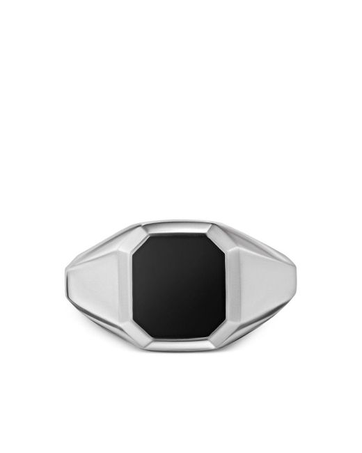 David Yurman Sterling Silver Streamline Black Onyx Signet Ring