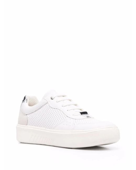Geox White Nhenbus Leather Sneakers