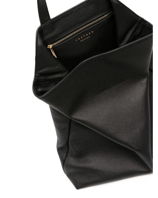 Tsatsas Black Fluke Draped Leather Bag