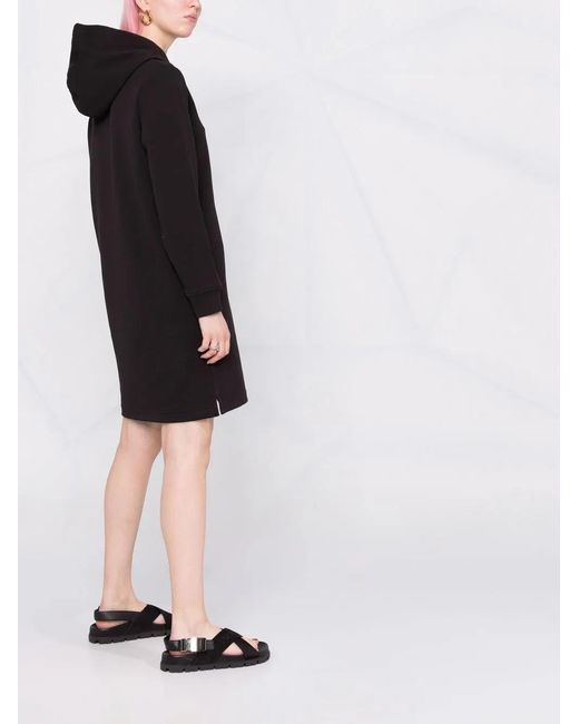 Calvin Klein Black Logo-Print Hoodie Short Dress
