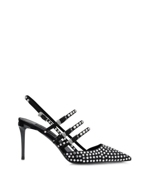 Philipp Plein White Rhinestone-Upper Heeled Pumps