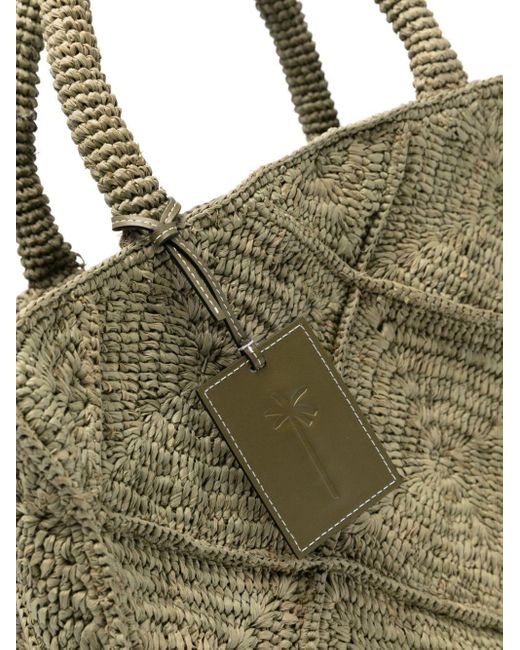 Manebí Green Crochet Raffia Tote Bag
