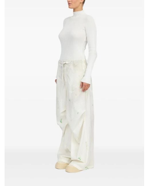 MM6 by Maison Margiela White Printed Trousers