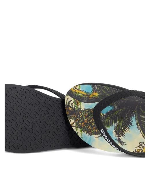 DSquared² Black Monkey Business Flip Flops for men