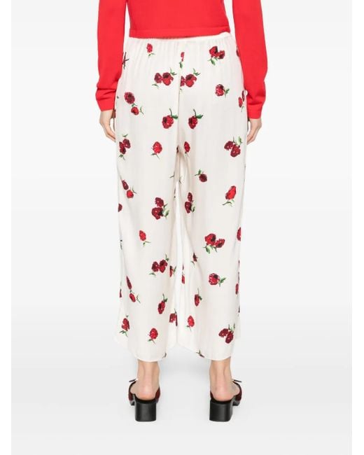 Khaite White Graphic-Print Trousers