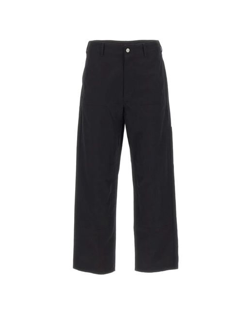 MM6 by Maison Margiela Blue Logo-Embroidered Straight-Leg Trousers for men