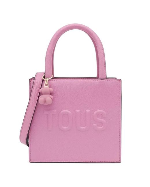 Tous Pink Mini Cube Embossed Tote Bag