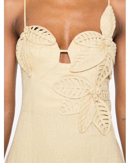 Vestido midi con busto floral Farm Rio de color Natural