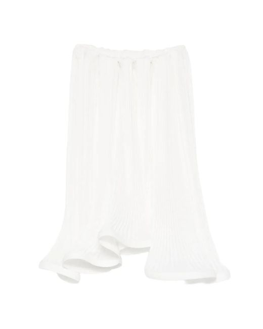ROWEN ROSE White Pleated Midi Skirt