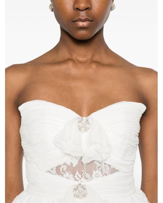Self-Portrait Strapless Mini-Jurk in het White
