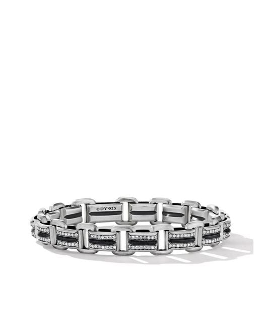 David Yurman White Sterling Deco Bevelled Link Bracelet (7.5Mm) for men