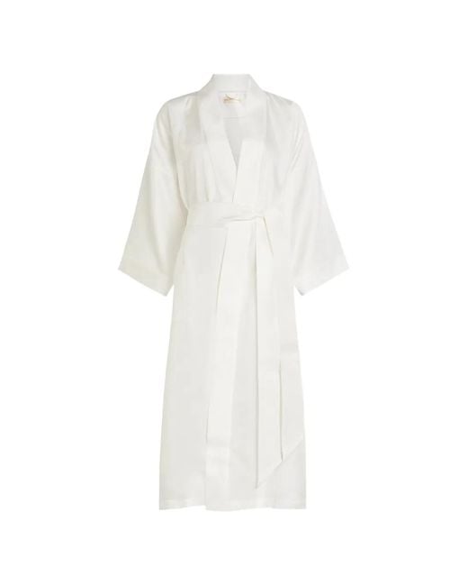 Olivia Von Halle White Queenie Tie-Waist Robe
