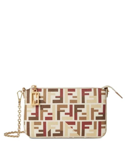 Fendi Clutch Met Ff-Monogram in het Natural