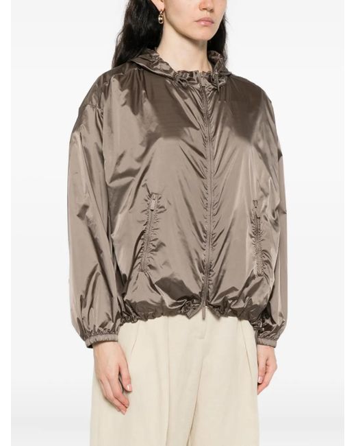 Emporio Armani Brown Hooded Drawstring Jacket
