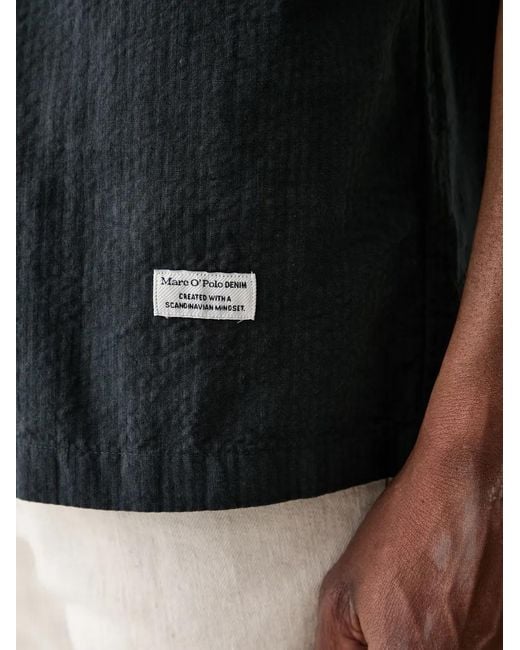 Marc O' Polo Black Short-Sleeved Camp-Collar Shirt for men