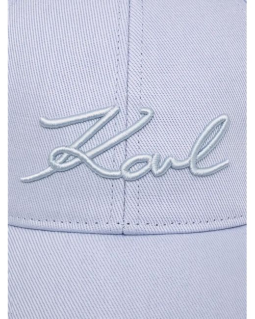Karl Lagerfeld White Logo-Embroidered Baseball Cap