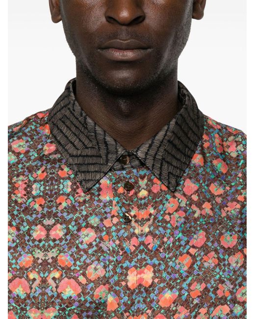 Siedres Brown Graphic-print Twill Shirt for men