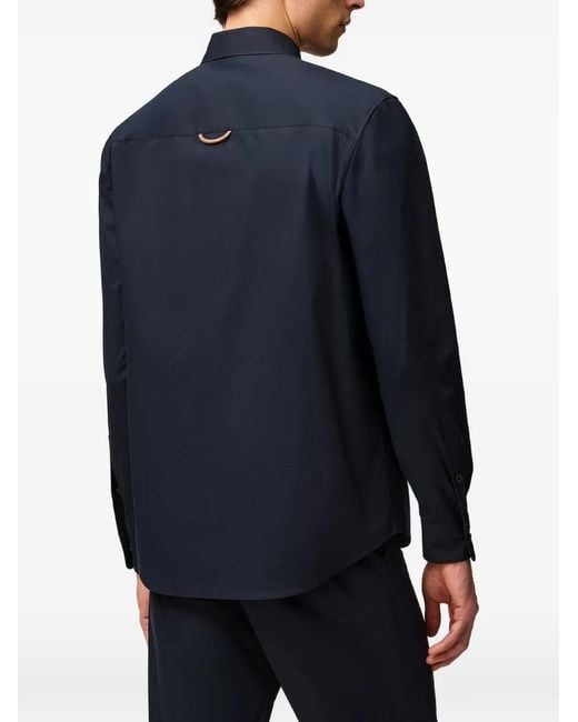 RETORI Black Embroidered Chest-Pocket Shirt for men