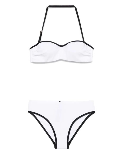 Giorgio Armani White Logo-Print Bikini