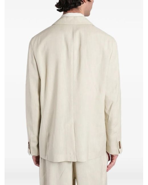Maison Kitsuné White Logo-Patch Single-Breasted Tailored Blazer for men