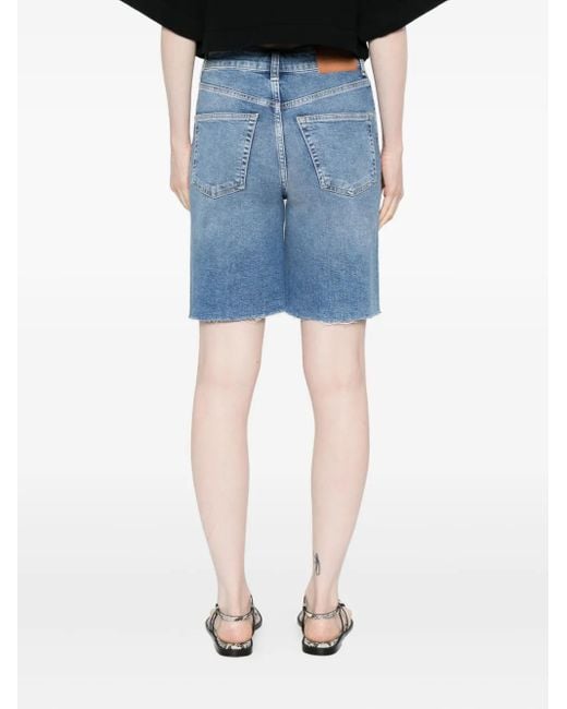 Marc O' Polo Blue Frayed-Hem Denim Shorts