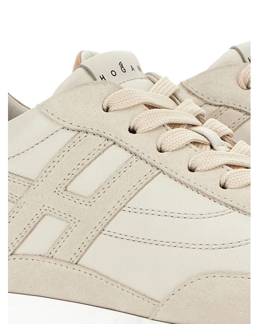 Hogan White Lace-Up Sneakers With Silk