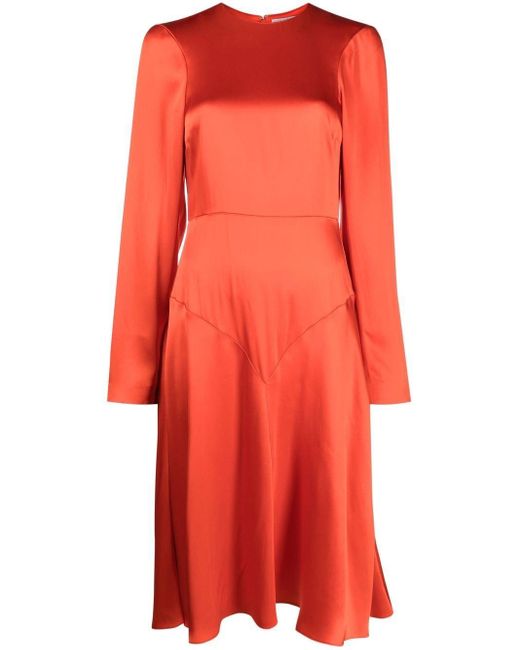 long sleeve satin midi