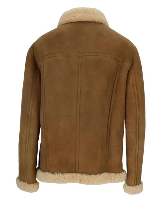Tom Ford Brown Shearling-Collared Pocket Jacket