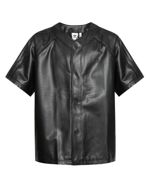 Adidas Black Faux-Leather Shirt for men