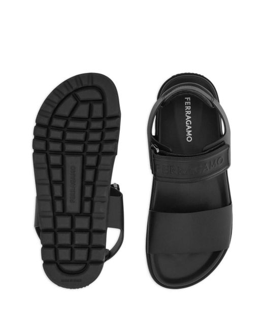 Sandali con doppia fascia di Ferragamo in Black da Uomo