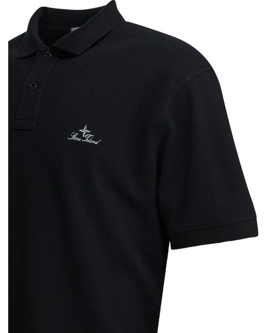 Stone Island Black Logo Polo Shirt for men